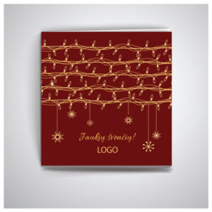 Raudonas atvirukas su auksiniais raštais