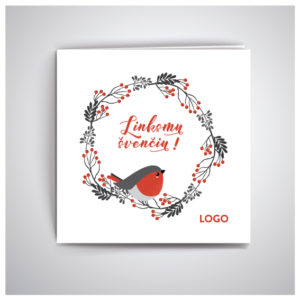 Kalėdinis atvirukas su paukščiuku