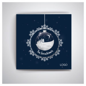 Tamsiai mėlynas atvirukas su sveikinimu