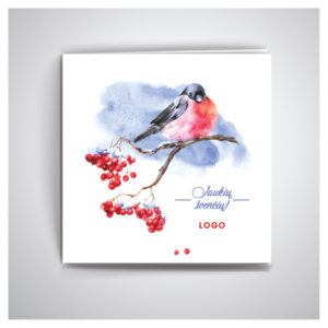 Kalėdinis atvirukas su sniegena