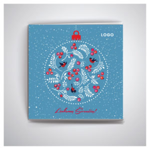 Atvirukas dekoruotas kalėdiniu žaisliuku