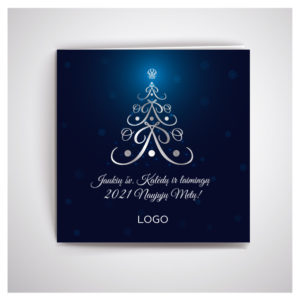 Tamsus atvirukas su mirgančia eglute