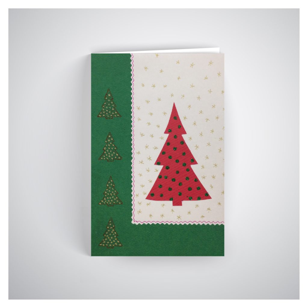 Atvirukas su raudona eglute