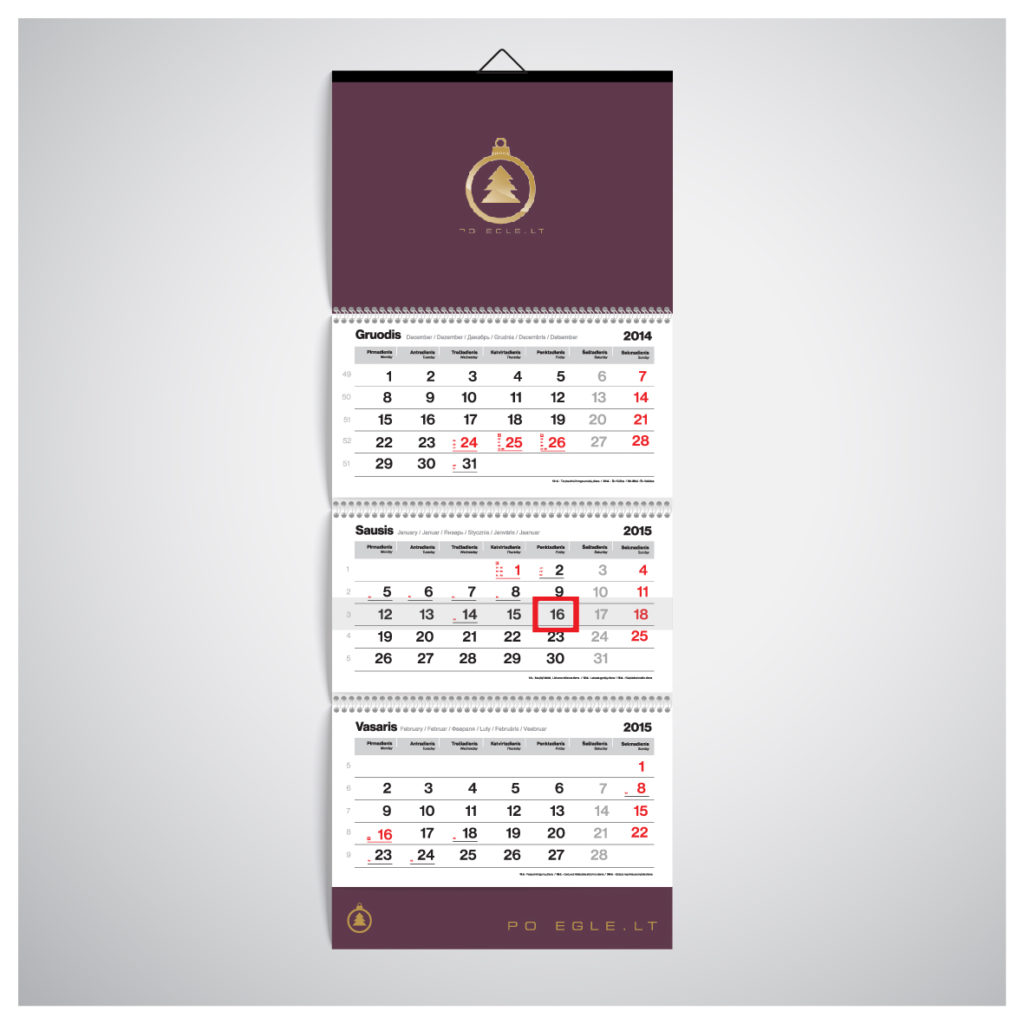 3 mėnesių kalendorius