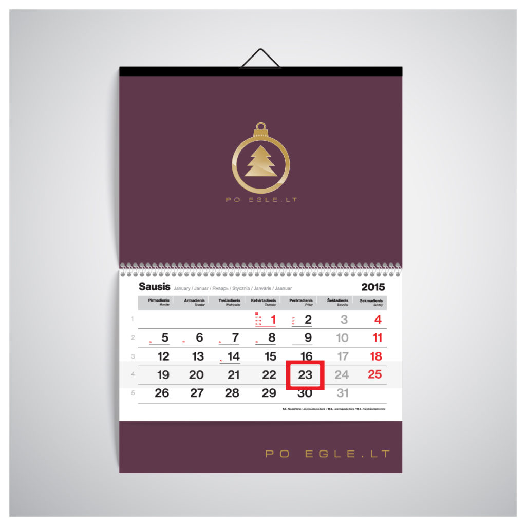 Sieninis kalendorius vienos dalies