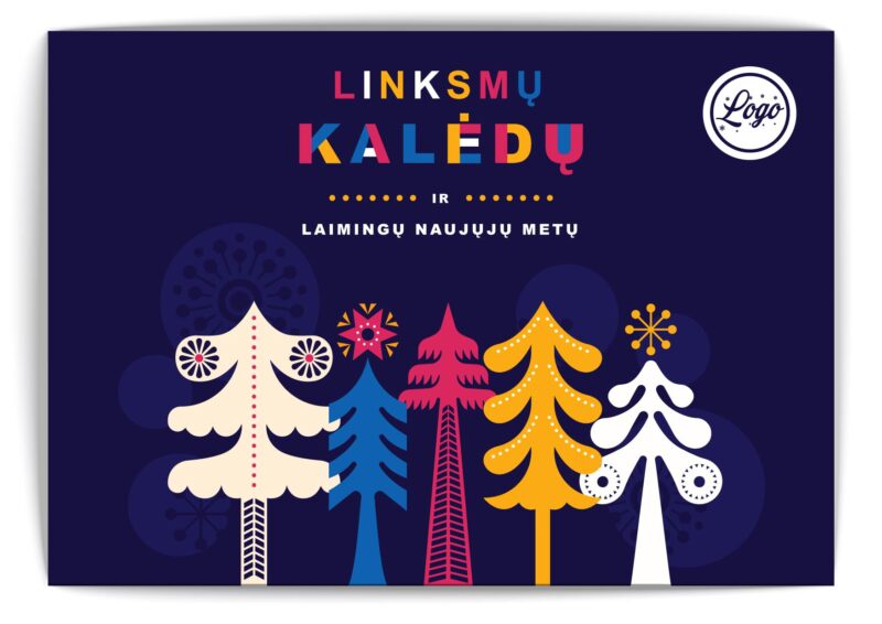 Tamsiai mėlynas žaismingas atvirukas