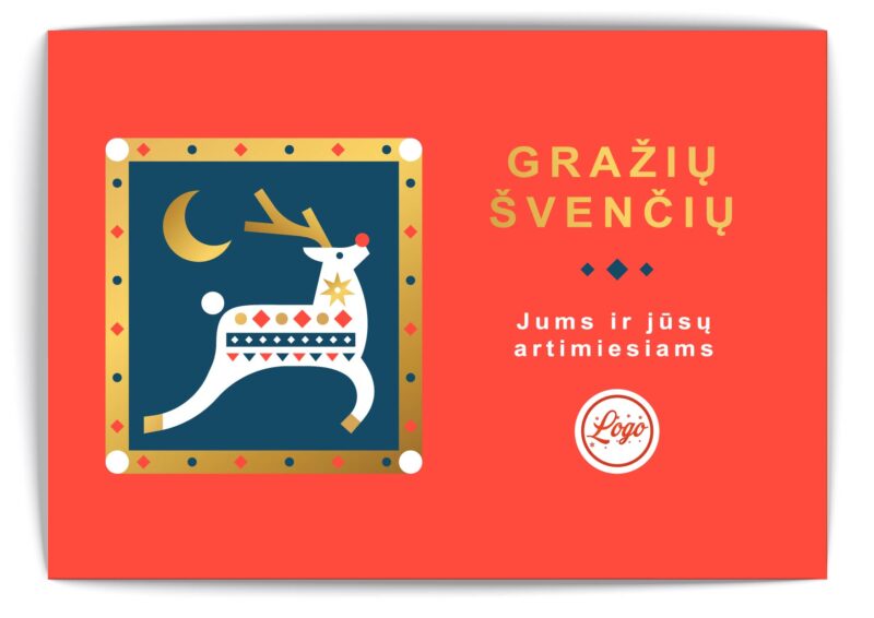 Raudonas atvirukas su briedžiu