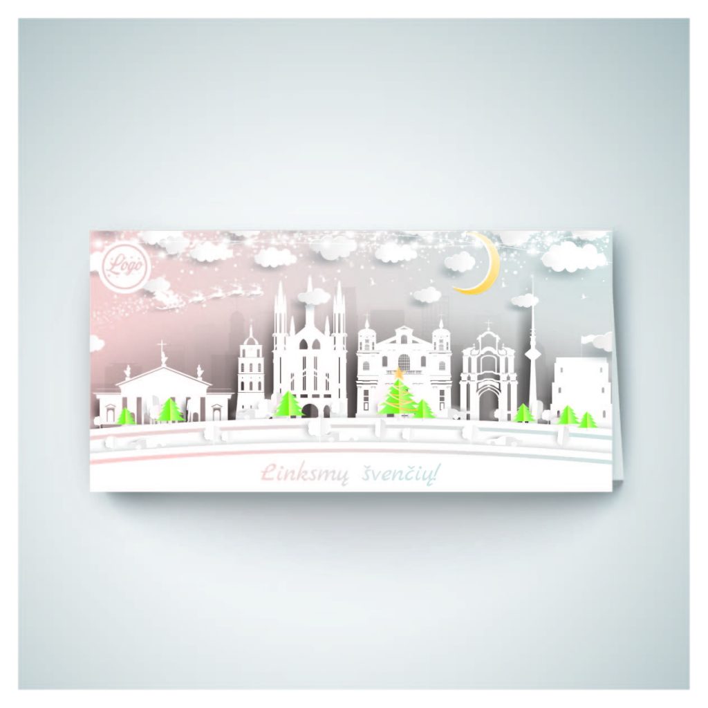 Kalėdinis atvirukas su logotipu AIH21