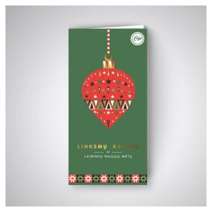 Žalias atvirukas su žaisliuku