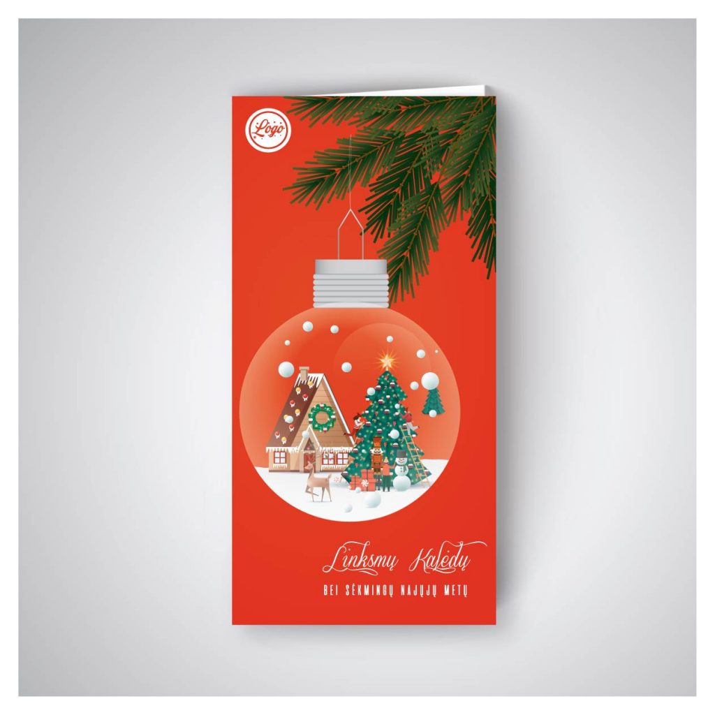 Kalėdiniai žaisliukai atvirukas